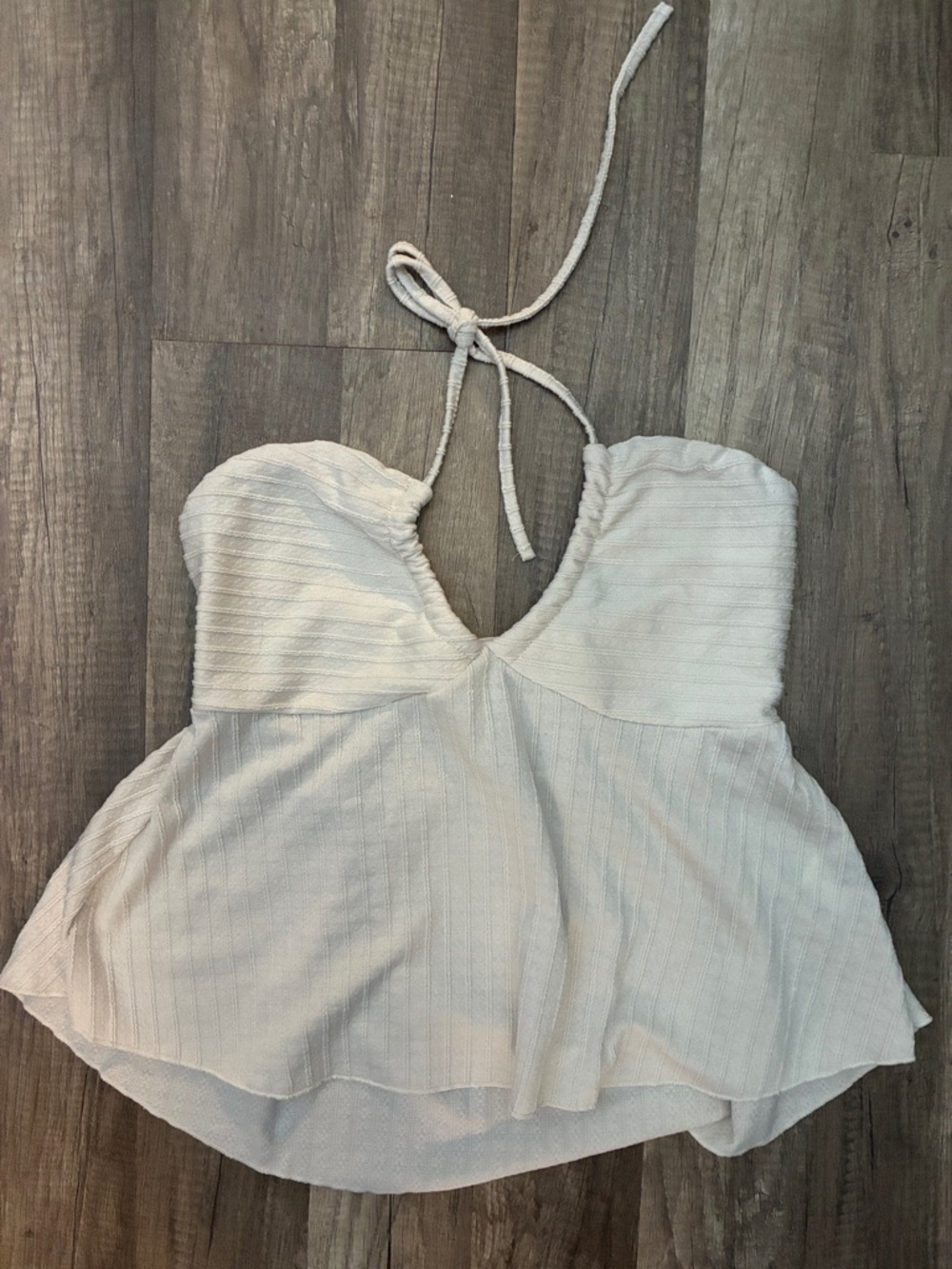 SHEIN Cream Halter Peplum Camisole